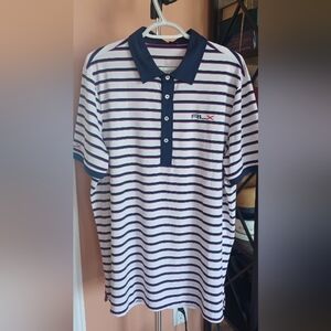 RLX Ralph Lauren Men's XL Navy/White/Magenta Striped Polo Golf Shirt